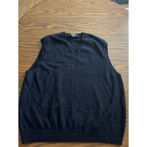 Brooks Brothers extra fine Italian lambs wool black V-neck sweater size XL